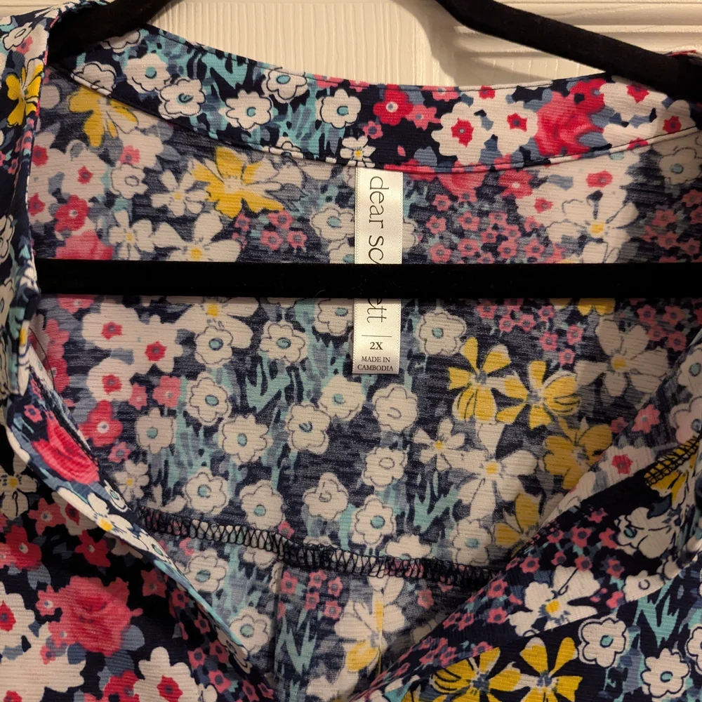 Dear Scarlett Pink and Yellow 3/4 Sleeve Boxy Blouse - Picture 3 of 4